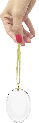 Vista 3 de LaserGram Adorno de Navidad, flor de lis, grabado personalizado incluido (forma ovalada)