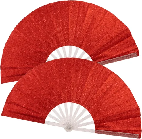 Vista 15 de Ventilador plegable de mano grande, botas en el suelo, abanicos decorativos plegables de manivela para bailes, fiestas, bodas, festivales de música