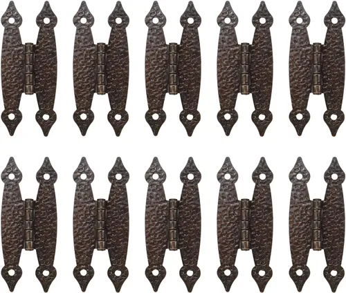 Vista 7 de 10 bisagras antiguas para gabinete, acero laminado en frío, bisagras decorativas planas para gabinete, armario, joyero, puerta, color negro, 3.5