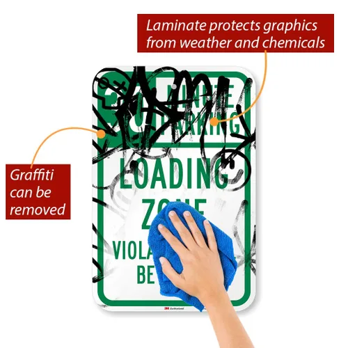 Vista 7 de SmartSign Letrero "30 Minute Parking - Loading Zone, Violators Towed" Aluminio reflectante de grado de ingeniero 3M de 12 x 18 pulgadas