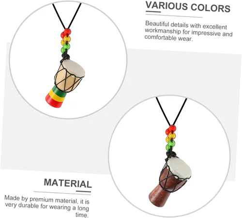 Vista 6 de SUPVOX Elegante collar africano con cuentas africanas de cadena de tambor para mujer, arte hecho a mano