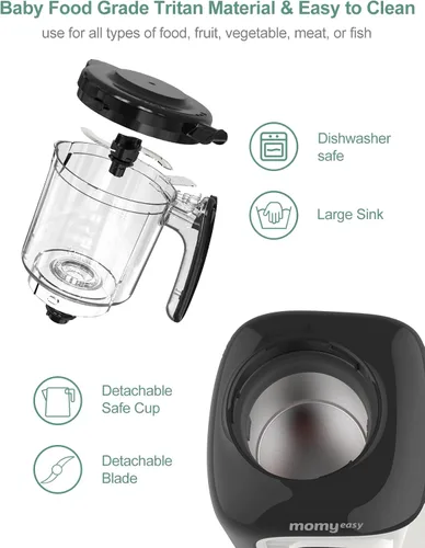 Vista 8 de MOMYEASY Procesador de Alimentos para Bebés, Procesador Multifunción Picador Triturador, Vaporizador de Alimentos para Bebés y Licuadora de Puré