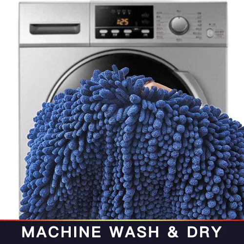 Vista 6 de Walensee Alfombra de baño antideslizante (32x20, azul oscuro) absorbente de agua, súper suave, felpilla peluda, lavable a máquina, se seca