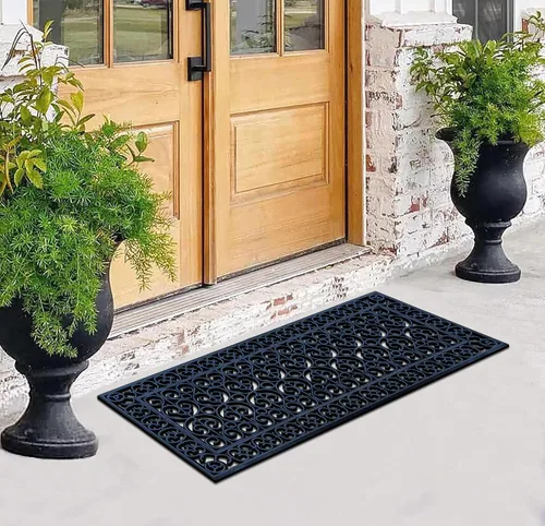 Vista 4 de A1 Home Collections - Alfombra grande para puerta, de goma natural, 24”x57”, ideal para entrada, limpia zapatos de suciedad y mugre, alfombra