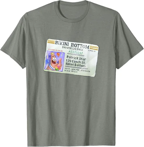 Vista 29 de SpongeBob SquarePants Camiseta con logotipo de Patrick Star Driver License King, Negro