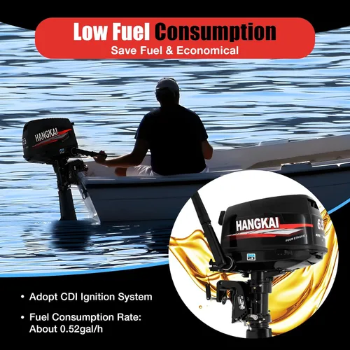 Vista 6 de Motor fuera de borda de 4 tiempos, motor de barco de pesca resistente de 6.5 HP, motor fuera de borda inflable, motor de barco de gasolina de 123 CC