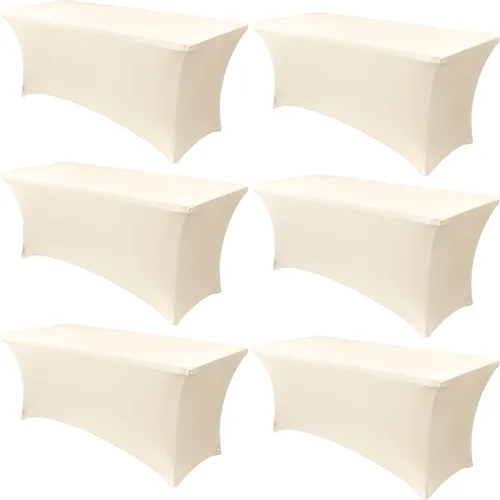 Vista 22 de Obstal Paquete de 6 Fundas de Mesa Elásticas de Spandex para Mesas de 6 Pies - Mantel Rectangular Universal Ajustado de 6 Pies Protector para Bodas