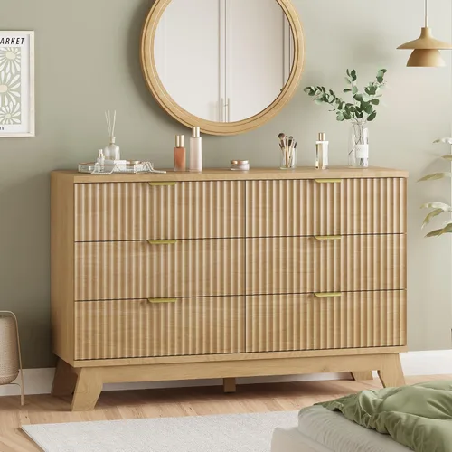Vista 22 de Cómoda acanalada para dormitorio con 3 cajones, cómoda moderna de 24 pulgadas de ancho con mango de metal, soporte de TV de madera, armario de Negro