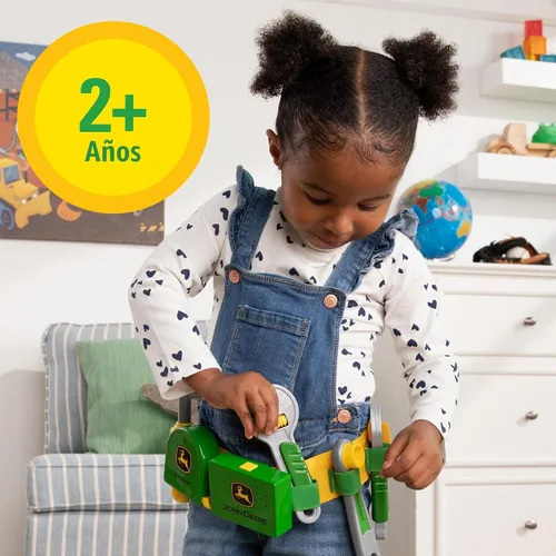 Vista 6 de John Deere Deluxe - Cinturón de herramientas parlante de lujo - Juego de 7 piezas de herramientas para niños - Juguetes de construcción interactivos