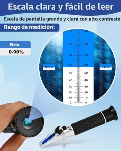 Vista 4 de Refractómetro Brix 0-90%, Medidor Refractómetro Brix con ATC, Refractómetro Preciso Azúcar Jarabe de Arce, Refractómetro Brix para Medir