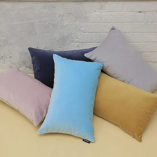 Vista 6 de Juego de 2 fundas de almohada decorativas de terciopelo de algodón suave y lumbar, 12 x 20 pulgadas, funda de cojín para sofá, silla, oficina