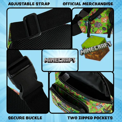 Vista 3 de Minecraft Riñonera para niños, riñonera para niños y niñas, bolsa de viaje para niños, bolsa de viaje para niños, mercancía de juegos, accesorios