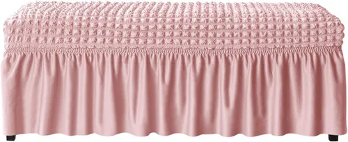 Vista 11 de SZJIAHTM Funda elástica suave para banco de comedor con falda, protector de reposapiés de poliéster, celosía de burbujas, fundas para banco de piano