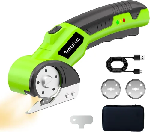Vista 12 de Tijeras eléctricas inalámbricas, cortador de caja recargable de 4 V eléctrico con caja de almacenamiento, 2 cuchillas, cable de carga USB, cortador