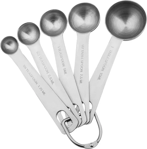 Vista 4 de Juego de 11 tazas y cucharas medidoras de acero inoxidable 18/8, tazas medidoras de metal con juego de tazas medidoras de 1/8, juego de taza