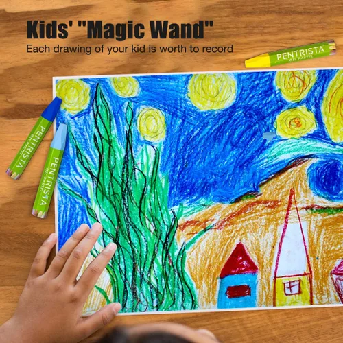 Vista 6 de Pasteles al óleo, 12 colores surtidos, juego de pasteles al óleo para actividades en interiores en casa, crayones suaves al óleo para niños