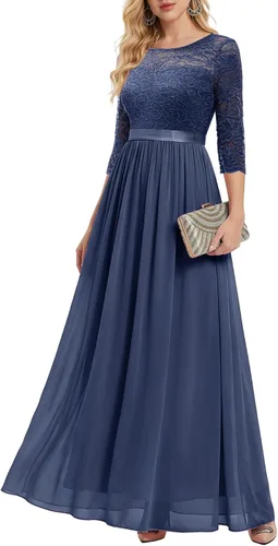 Vista 16 de BeryLove Vestido formal de manga larga para mujer, invitada de boda, madre Rubor