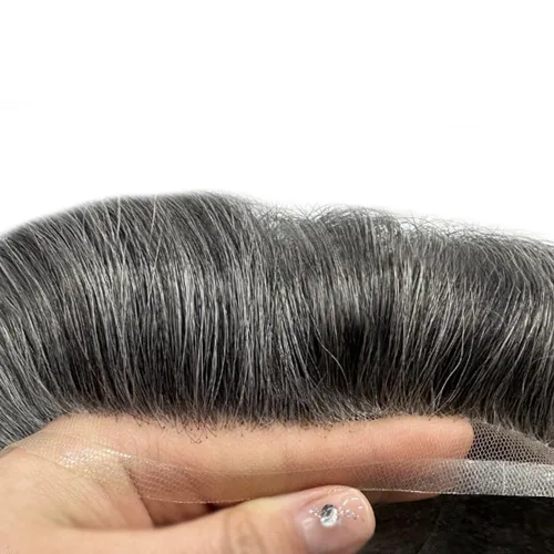 Vista 3 de Sistema de reemplazo de cabello humano para hombre, sistema de cabello fino mono para hombre, pelo de tupé recubierto de poliuretano para hombres