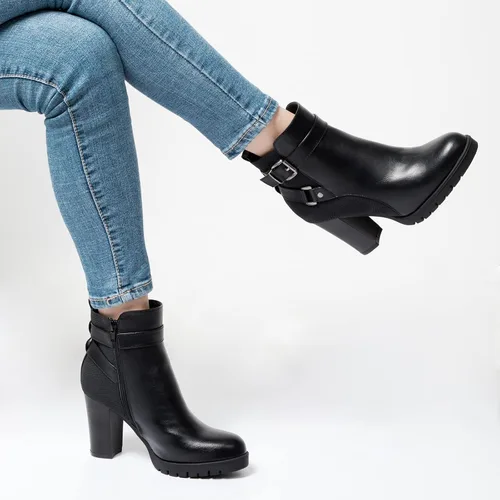 Vista 3 de mysoft Women's Ankle Boots Chunky Stacked Heel Zipper Booties