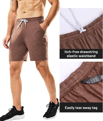Vista 4 de MIER Sweat Shorts for Men Ultra-Soft Jersey Short with Pockets 7 Inch Inseam for Running, Workout, Training