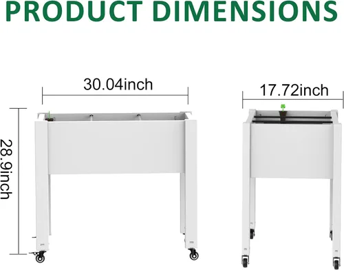 Vista 2 de PatioZen Raised Garden Bed with Legs, Raised Planter Box with Lockable Wheels &Self-Watering, Drainage Plug for Vegetables Flowers, Rustproof Resin
