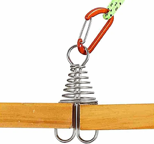 Vista 4 de 10 clavijas de anclaje de cubierta, estacas de aleación de aluminio resistente al viento para tienda de campaña con hebilla de resorte, anclaje