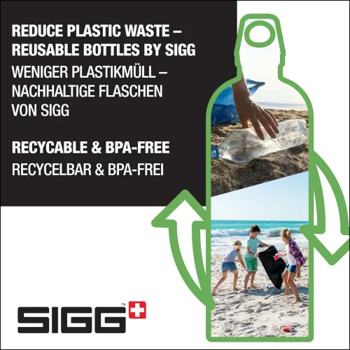 Vista 5 de Sigg - Botella de agua de metal reciclado - Traveller - Fabricada en Suiza - Para bebidas carbonatadas - Sin BPA - 20 Oz Glacier