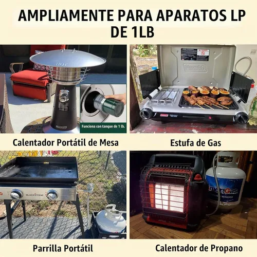 Vista 4 de Manguera adaptadora de tanque de propano de 4 pies, convertidor de 1 lb a 20 libras, para estufas Coleman, plancha de mesa Blackstone de 17/22