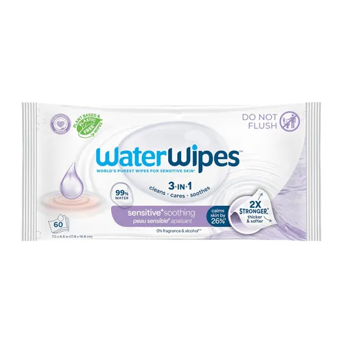 Vista 12 de WaterWipes Toallitas Sensibles+ Impulso Hidratante, 3-En-1 Limpia, Cuida, Hidrata, 99% de Agua con Aloe Vera, Toallitas para Bebé Sin Perfume