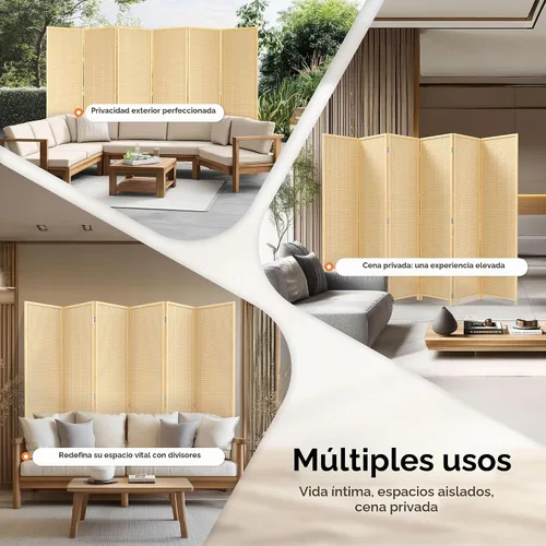 Vista 7 de JOSTYLE Divisor de habitación, pantalla de privacidad plegable, pantalla divisora de habitación de 6 paneles, panel divisor de bambú de 6 pies