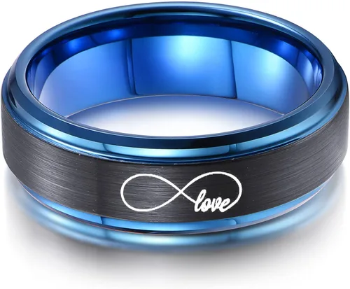 Vista 9 de Anillos de promesa personalizados a juego para parejas, anillos infinitos, mejores amigos, anillos de boda de acero inoxidable para él y ella
