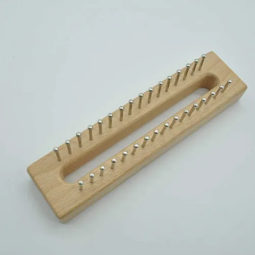 Vista 3 de EXCEART - Telar de tejido de madera de haya maciza con gancho de ganchillo, kit de telar ligero para tejer bufanda y manualidades fáciles de hacer