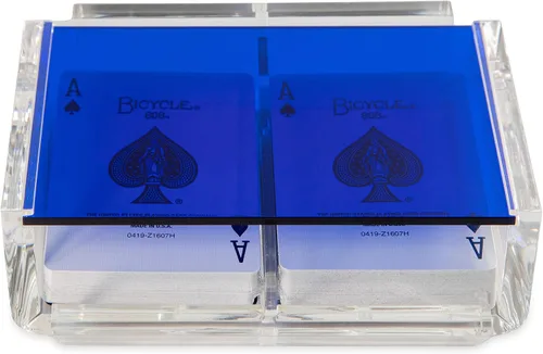 Vista 2 de La Canasta - Juego de bandeja para cartas con 2 barajas de cartas en caja acrílica con tapa deslizante y base giratoria, mantiene la pila de cartas