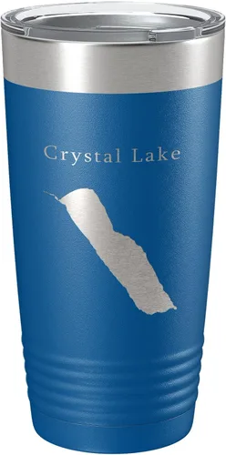 Vista 16 de Crystal Lake Map Tumbler Travel Mug Insulated Laser Engraved Coffee Cup Vermont 20 oz Black