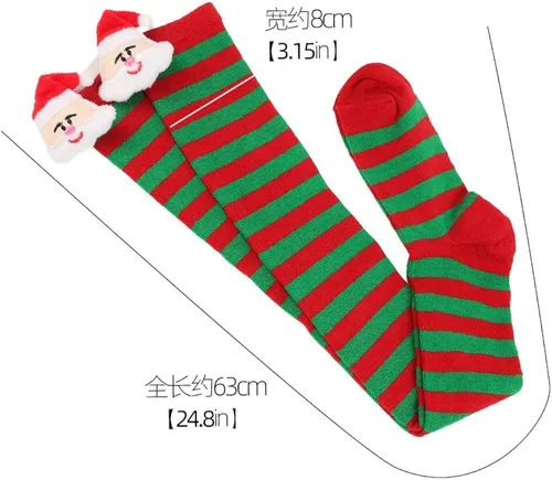 Vista 4 de YELAIVP Conjunto de calcetines altos hasta el muslo de arco iris por encima de la rodilla, accesorios de cosplay, calentadores de piernas para niñas