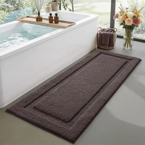 Vista 20 de LUMI Alfombras de baño ultrasuaves antideslizantes con parte trasera de goma, absorbente y lavable, de secado rápido, alfombra de felpa de Beige