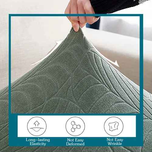 Vista 3 de Fundas de cojín impermeables para asiento de sofá, fundas elásticas de cojín de jacquard de elastano, protector de muebles grueso con parte inferior