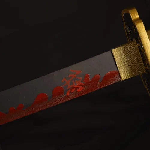 Vista 6 de Sword fort - Katana de acero al carbono de metal real, espada Katana de RengokuTanjiroInosuke de anime Demon Slayer, alrededor de 41 pulgadas