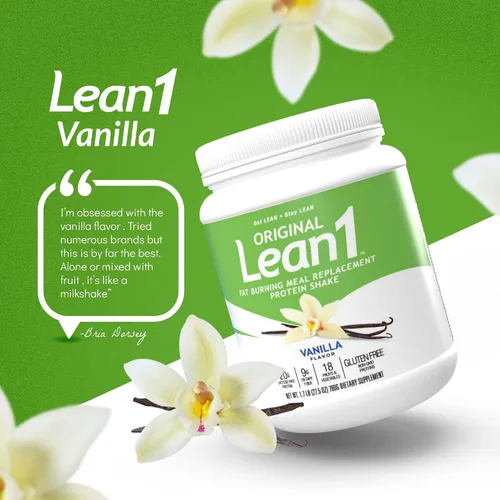 Vista 4 de Lean1 Batido de proteínas de reemplazo de comidas, sabor a vainilla, paquete de 2 de 15 tinas para servir