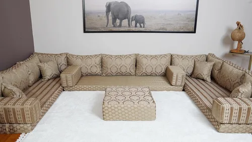 Vista 2 de arabicsofa Sofá de Asiento de Piso Tradicional Árabe – Cojines de Piso de Estilo Marroquí Hechos a Mano para Habitación de Huéspedes