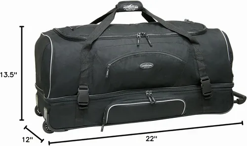 Vista 2 de Travelers Club Adventure Rolling Travel Duffel Bag Negro
