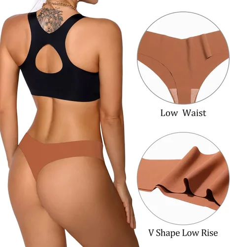 Vista 2 de SHARICCA Ropa interior invisible sin costuras para mujer, tanga, suave, paquete múltiple