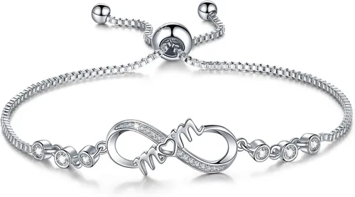 Vista 10 de Desimtion Infinity Bracelets for Women, Adjustable fits All Wrists Plata_Infinity
