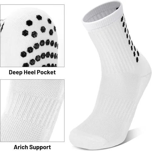 Vista 6 de Elfcool Calcetines de fútbol con agarre, 4/6 pares de almohadillas antideslizantes de agarre atlético calcetines de fútbol para hombres y mujeres