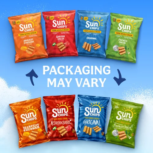Vista 4 de SunChips Harvest Cheddar - Snacks multicereales con sabor a Harvest Cheddar, 1 onza (paquete de 104)