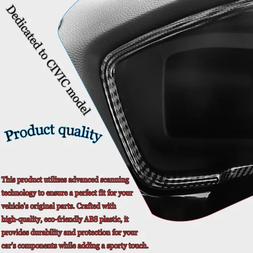 Vista 5 de MUXEE 11th Gen Civic Dash Board Instrument Panel Dial Dashboard Trim Cover Frame Trim for Honda Civic 2022 2023 2024 2025 2026 - ABS Carbon Fiber