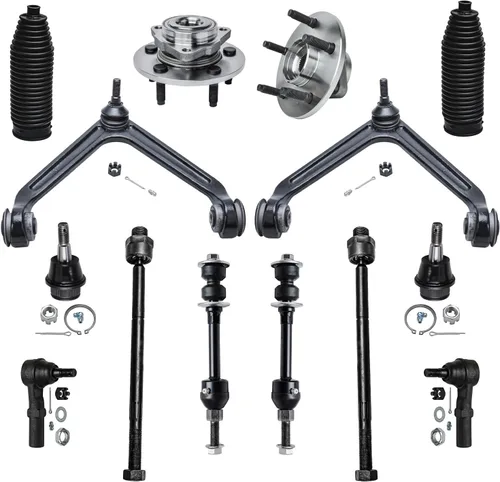 Vista 107 de Detroit Axle - Kit de suspensión delantera 4WD para Nissan Frontier Pathfinder Xterra, 2 cubos de rodamientos de ruedas, 2 brazos de control