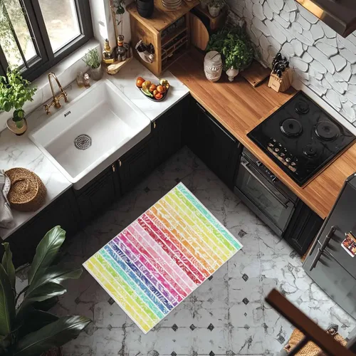 Vista 7 de Tapete de baño de arco iris, suave, para baño, ducha, bañera, cocina, tapete lavable, para dormitorio, cuarto de servicio, pasillo, moderno