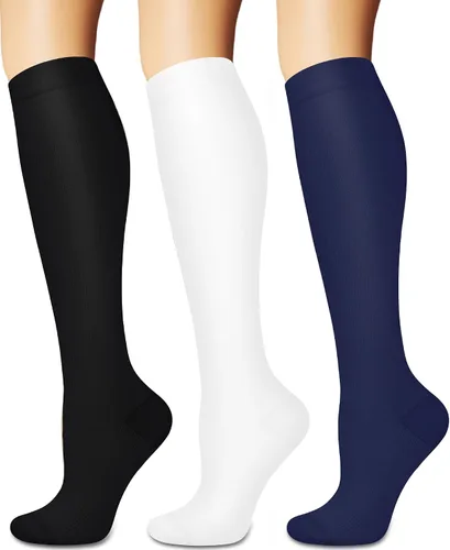 Vista 29 de Calcetines de compresión para mujeres y hombres circulación (3 pares) son el mejor apoyo para correr, atletismo, ciclismo, senderismo