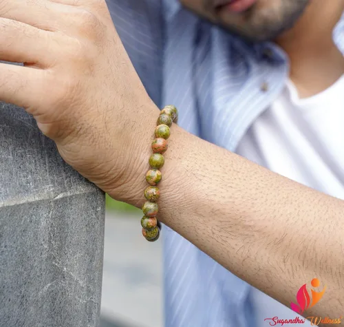 Vista 7 de Juego de collar de orgonita y pulsera de unakita. Colgante de cristal curativo natural para protección Joyas de piedra para hombres y mujeres